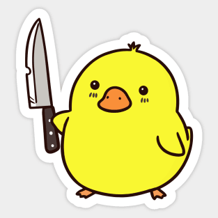 Cute Duck With Knife Sticker